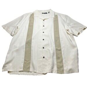 Men's Axis 100% Silk Retro Bowling Short Sleeve Button Up Shirt - Size XL
